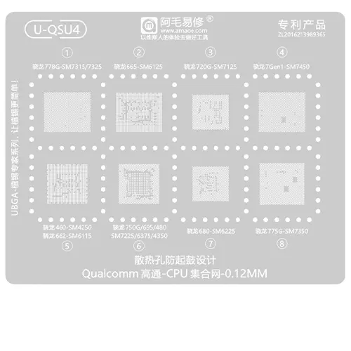 Replacement for AMAOE U-QSU4 BGA REWORK STENCIL - Quality Phone Parts in Sri Lanka